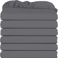 Utopia Bedding Queen Fitted Sheets - Bulk Pack Of 6 Bottom Sheets - Soft Brushed Microfiber - Deep Pockets - Shrinkage & Fade Resistant - Easy Care (Grey)