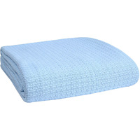 Elvana Home 100% Cotton Bed Blanket, Breathable Bed Blanket King Size, Cotton Thermal Blankets King, Perfect For Layering Any Bed For All Season, Light Blue