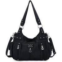 Angelkiss Large Purses And Handbags For Women Washed Faux Leather Crossbody Hobo Satchel Shoulder Handbag Tote Purse