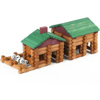 Wondertoys 170 Pieces Wood Logs Set Ages 3+, Classic Building Log Toys For Boy, Creative Construction Engineering Educational Gifts