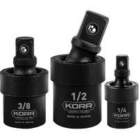 Korr Tools Kss007 3Pc Impact Grade Universal Joint Swivel Socket Set 1/4-Inch, 3/8-Inch, 1/2-Inch Drive