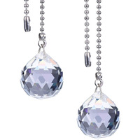 Hestya 2 Sets Clear Crystal Pull Chain Extension With Connector For Ceiling Light Fan Chain, 1 Meter Length Each (Style A)