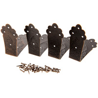 Dophee 4Pcs Antique L Shaped Corner Guards, Embossing Decorative Edge Corner Bracket Corner Protectors Guard Cover With Mounting Screws For Chest Case Wooden Box - 2.17""X2.17""X0.98""