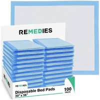Remedies - Disposable Bed Pads 30"" X 36"" - 100 Count - Large Bed Pads For Incontinence - Seniors, Adults & Kids Chucks Pads - Adult Absorbent Incontinence Disposable Underpads For Beds & Furniture