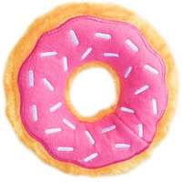 Zippypaws - Mini Donutz - No Stuffing, Squeaky Plush Dog Toy - Strawberry, Mini Size