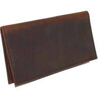 Boston Leather Unisex Textured Bison Leather Checkbook Cover, Dark Pecan
