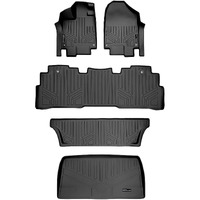 Maxliner Custom Fit Floor Mats 3 Rows And Cargo Liner Behind 3Rd Row Set Black Compatible With 2018-2022 Honda Odyssey