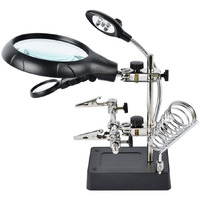 Dandelion 2.5X 7.5X 10X Led Light Magnifier Soldering Station,Magnifying Desk Lamp Helping Hand Repair Clamp Alligator Auxiliary Clip Stand Desktop Magnify Glass For Painting Miniature,Jewelry Pieces