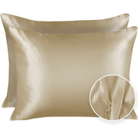 Shopbedding Luxury Satin Pillowcase For Hair - Queen Satin Pillowcase With Zipper, Champagne (Pillowcase Set Of 2) - Blissford