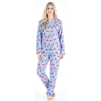 Pajamamania Women's Cotton Flannel Long Sleeve Button-Down Pajamas Pj Set, Cardinal, Small