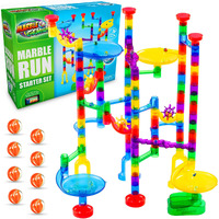 Marble Genius Marble Run - 130 Complete Pieces Maze Track Christmas Toys For Adults, Teens, Toddlers & Kids Aged 4-8 Years Old, (80 Translucent Marbulous Pieces + 50 Glass-Marble Set), Starter Set