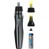 Wahl Mens Nose And Ear Trimmer (3 Piece Set) Ear Hair Removal Stainless-Steel Blades, Cordless Convenience, Lightweight And Portable, Easy Clean Rinseable Heads, Noise Trimmer (Black/Silver)