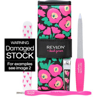 Revlon X Barbie Manicure Essentials Kit, 4 Piece Stainless Steel Beauty Set Includes Nail Buffer, Emeryl File, Cuticle Pusher, Nail Clipper & Travel Case (Color May Vary)