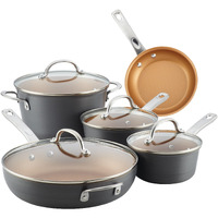 Ayesha Curry Home Collection Hard Anodized Nonstick Cookware Pots And Pans Set, 9 Piece, Charcoal Gray