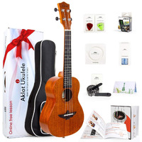 Ukulele, Aklot Concert Ukelele Solid Mahogany 23 Inch For Professional Beginners Adults Kit With Free Online Courses And Uke Accessories, Akc23