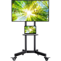 Perlesmith Rolling Tv Stand For 32-85 Inch Tvs Holds Up To 132 Lbs, Height Adjustable Mobile Tv Cart With Wheels, Mobile Tv Stand With Tray, Portable Tv Stand For 4K Tvs Max Vesa 600X400Mm Pstvmc01