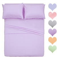 Best Season Cotton Queen Size Sheet Set (Lavender Color) 4 Piece - 100% Cotton Sheets Set, Soft Cotton Bed Sheets Sets With Deep Pocket Fit Upto 16 Inch