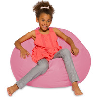 Big Comfy Bean Bag Chair: Posh Large Beanbag Chairs With Removable Cover For Kids, Teens And Adults - Polyester Cloth Puff Sack Lounger Furniture For All Ages - 27 Inch - Solid Pink
