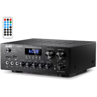 Moukey Home Audio Amplifier Stereo Receivers With Bluetooth 5.0, 400W 2.0 Channel Power Amplifier Stereo System W/Usb, Sd, Aux, Rca, Mic In W/Echo, Led For Karaoke, Home Theater Speakers - Mamp1