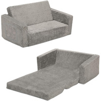 Serta Perfect Sleeper Extra Wide Convertible Sofa To Lounger - Comfy 2-In-1 Flip Open Couch/Sleeper For Kids, Grey