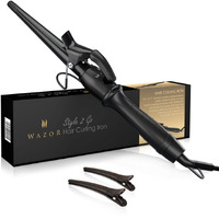 Professional 1-1/2"" Tapered Curling Wand With Short Clamp, Ceramic Curling Iron For Long Lasting Curls Or Waves, Hair Curling Iron Wand With Adjustable Temp, Auto Shut-Off