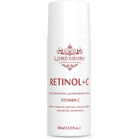 Anti Aging Retinol Cream Moisturizer W Vitamin C And Hyaluronic Acid - Large 2.8 Fl Oz - Pure Retinol 2.5% + Vitamin C + Organic Aloe - Day & Night On Face, Neck, Hands For Wrinkles - Lordsbury