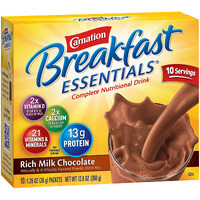 Nestle Carnation Breakfast Essentials Complete Nutritional Drink Chocolate 1.26 Oz. Packet 10 Ct