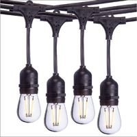 Sterno Home 48-Ft Vintage-Style Waterproof Outdoor Led String Lights - Hanging Edison Bulbs On Black Rubberized Cord - For Backyard, Weddings, Patio, Porch, And More.