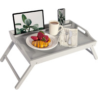 Rossie Home Wood Bed Tray, Lap Desk With Phone Holder - Fits Up To 17.3 Inch Laptops And Most Tablets - Calming Gray - Style No. 78105