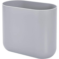 Idesign Cade Oval Slim Trash, Compact Waste Basket Garbage Can For Bathroom, Bedroom, Home Office, Dorm, College, Matte Gray