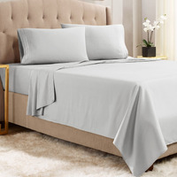 Empyrean King Size Sheets - 4 Pc Super Soft King Sheets - Double Brushed Microfiber Sheets For King Size Bed - Hotel Luxury Silver Light Gray King Bed Sheets Set, With 4 Corner Elastic Straps