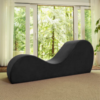 Avana Sleek Chaise Lounge For Yoga - Made In The Usa - Great For Stretching, Relaxation, Exercise & More, 60D X 18W X 26H Inch, Black