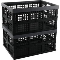 Sosody 34 L Plastic Storage Milk Crates, Large Collapsible Storage Basket, 2 Packs