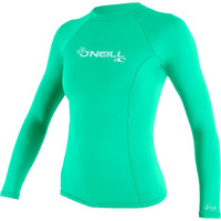 O'Neill Wetsuits Uv Sun Protection Womens Basic Skins Long Sleeve Crew Sun Shirt Rash Guard, Seaglass, Large