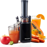 Elite Gourmet Masticating Juicer Machines, 12-Inch Juicer, Masticating Cold Press Juicer Machines, Juicer For Vegetables And Fruits, Easy To Clean Juicer, Charcoal Grey