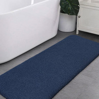 Vanzavanzu Long Bathroom Rugs Runner Bath Runner Rugs For Bathroom Non Slip Extra Soft Absorbent Long Bath Mat Microfiber Shaggy Thick Luxury Bath Mat Runner Machine Washable (20""X48"", Navy Blue)