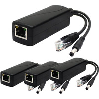 Anvision 4-Pack Active 48V To 12V Poe Splitter Adapter, Plug 5.5Mm X 2.5Mm, Ieee 802.3Af Compliant 10/100Mbps