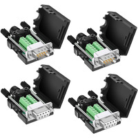 Dbilida Db9 Solderless Connector (2Male+2Female), Db9 Breakout Connector Rs232 D-Sub Serial To 9Pin Port Terminal With Case