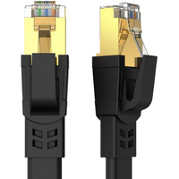 Qiuean Cat8 Ethernet Cable 50Ft, High Speed Heavy Duty Cat8 Lan Network Cable 40Gbps, 2000Mhz With Gold Plated Rj45 Connector For Modem, Router, Switch, Gaming, Xbox - Black