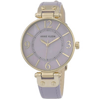 Anne Klein Women's Japanese Quartz Dress Watch With Leather Strap, Purple, 12 (Model: 10/9168Lmlv)