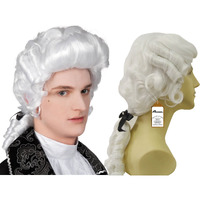 Anogol Hair+Cap Lawyer White Curly Wig Colonial Cosplay Wig Synthetic Wig For Men White Cosplay Wig Cosplay Costume Wig Halloween Wit For Party Dress Up Wig