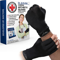 Dr. Arthritis Copper Arthritis Compression Gloves For Women And Men, Carpal Tunnel Gloves, Hand Brace For Arthritis Pain And Support (Medium Black)