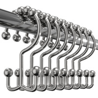 Utopia Bedding Double Shower Curtain Hooks Chrome Double Sided, Shower Curtain Rings, Shower Curtain Hooks Rust Proof, Shower Hooks For Shower Curtains Bathroom Shower Rods Curtains 12 Pc