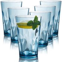 Jgirl Unbreakable Plastic Drinking Glasses [Set Of 6] Shatterproof Drinking Cups, Reusable Drinking Tumblers, Plastic Glass Cup, Drinking Cup, Dishwasher Safe (16 Ounces)