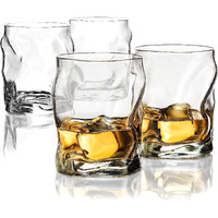 Bormioli Rocco Sorgente Double Old Fashioned Glasses, 14.25 Ounces, White, 4 Count (Pack Of 1)