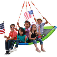 Giant 700Lb 60 Inch Saucer Tree Swing For Kids Adults - Green Weight Capacity Durable Steel Frame Waterproof Adjustable Ropes Easy To Install Fun