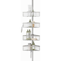 Zenna Home Tension Pole Shower Caddy, 4 Basket Shelves, Adjustable, 60 To 108 Inch, Satin Nickel