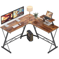 Mr Ironstone L Shaped Computer Desk: Corner Desk, Home Office Desk, Gaming Writing Workstation With Large Monitor Stand, Easy To Assemble (Rustic Brown,51 Inch)