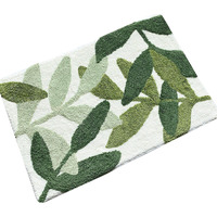 Zebrasmile Bathroom Rugs - 31.5 X 19.5In Bath Mat Green Leaves Microfiber Strong Water Absorbent Non Slip Back Cute Rug For Bathroom