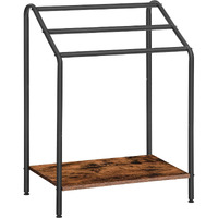 Hoobro Freestanding Towel-Rack For Bathroom, 3 Tier Blanket Rack For Living Room, 23.6"" L X 14.2"" W X 33.9"" H, Quilt Blanket Ladder Holder, Drying And Display Rack, Rustic Brown And Black Bf63Lb01